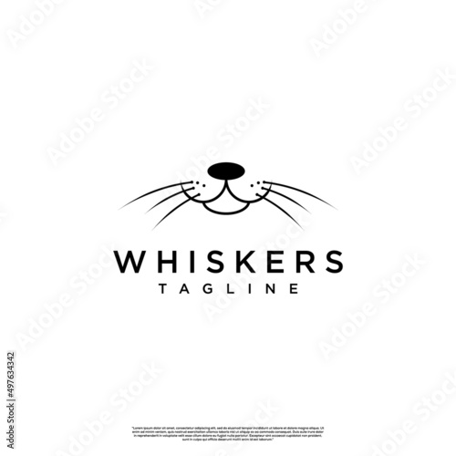whiskers logo design icon template, pet shop logo illustration