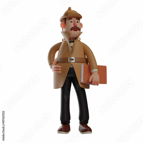 3D Detective Cartoon Design with a note