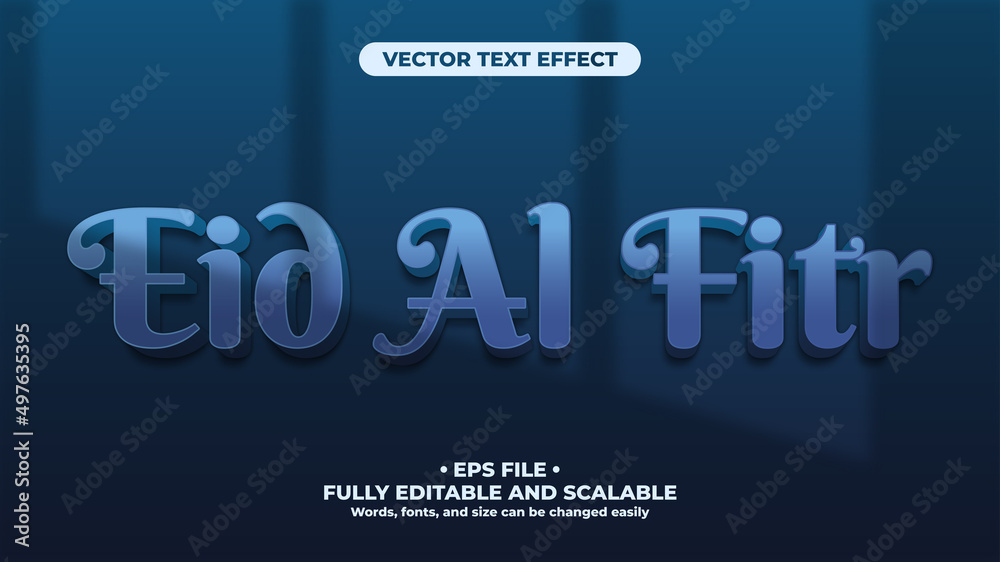 Eid Al Fitr Blue Minimalist 3D Text Effect