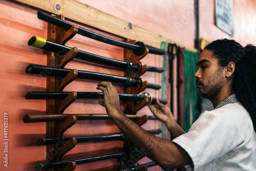 Martial arts fighter holding a katana photo