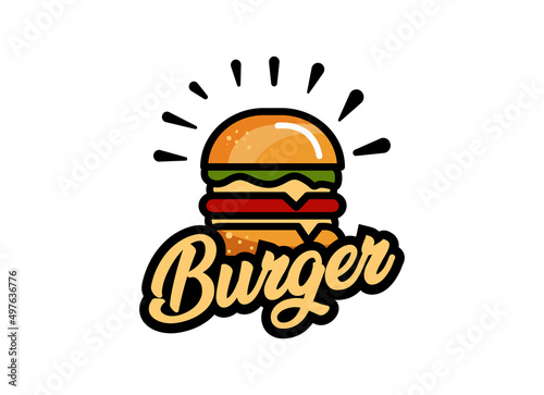 Fast food of hamburger Vector Illustration. Burger Logo and Vector for Fast Food.