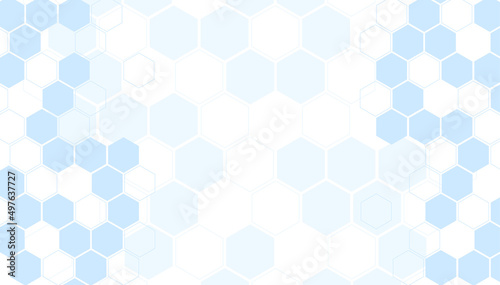Blue and white abstract technology background with hexagons.