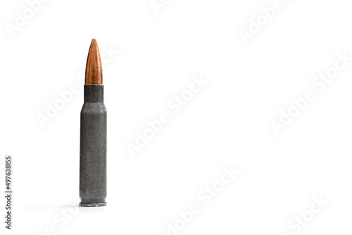 308, 150gr FMJ  Steel Case Bullet on White Background photo