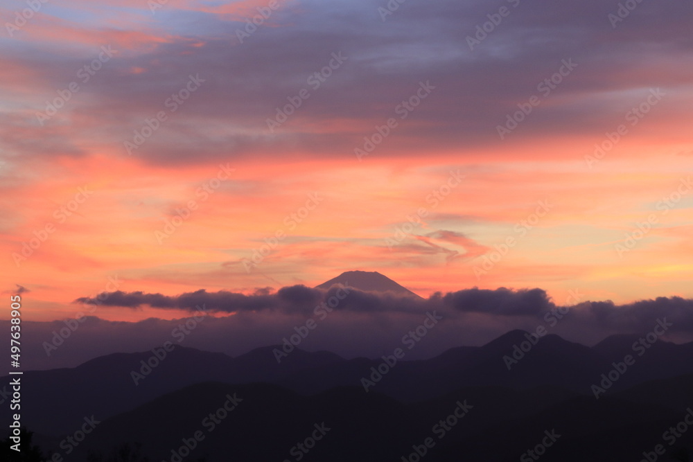 sunset in the mountain fuji