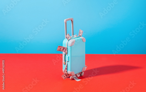 Smuggling Suitcase/luggage  full of money/dollar bills photo