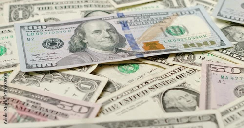 USA Currency, Dollar banknotes from federal reserve. Inflation on US Dollar money