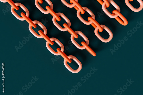 top-down view of Pink chains. 3d render. photo