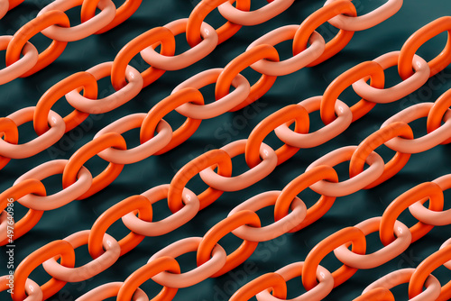 Pink chains in different positions. 3d render photo
