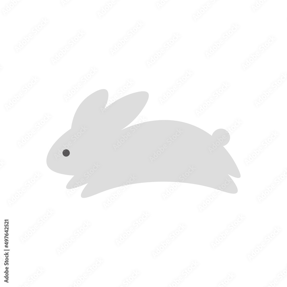 Obraz premium 飛び跳ねているシンプルな灰色のうさぎのイラスト