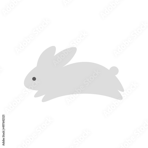 飛び跳ねているシンプルな灰色のうさぎのイラスト