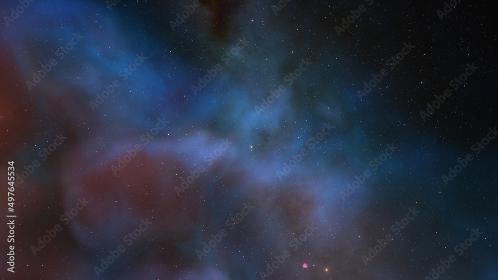 Nebula in space, science fiction wallpaper, stars and galaxy, 3d illustration	
