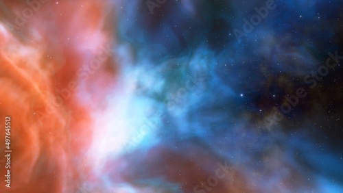 Fototapeta Naklejka Na Ścianę i Meble -  Nebula in space, science fiction wallpaper, stars and galaxy, 3d illustration	

