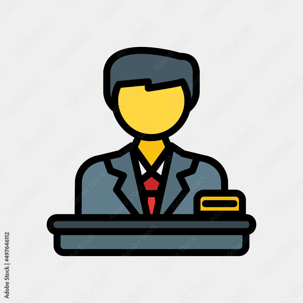 Boss icon in filled line style, use for website mobile app presentation