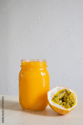 glass with passion fruit juice  photo