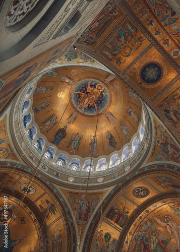 Detail of mosaics in orthodox temple of St.Sava, Serbia photo