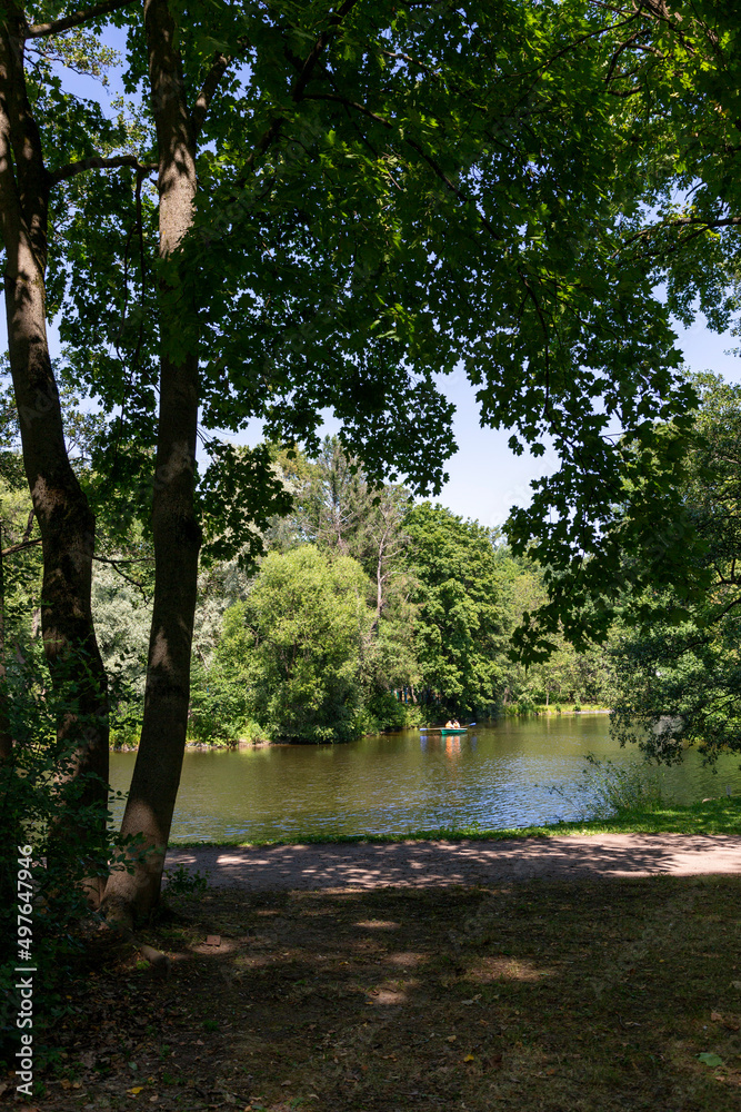 View of the pond in Central Park of Culture and Rest in St. Petersburg View of the pond in Central Park of Culture and Rest in St. Petersburg