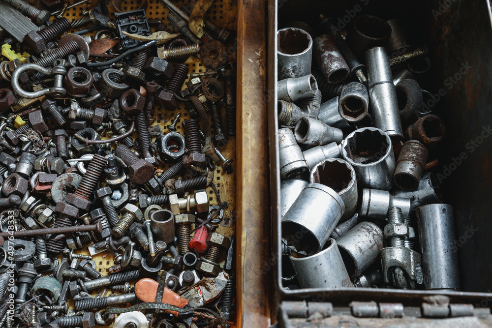 Steel parts in the box.