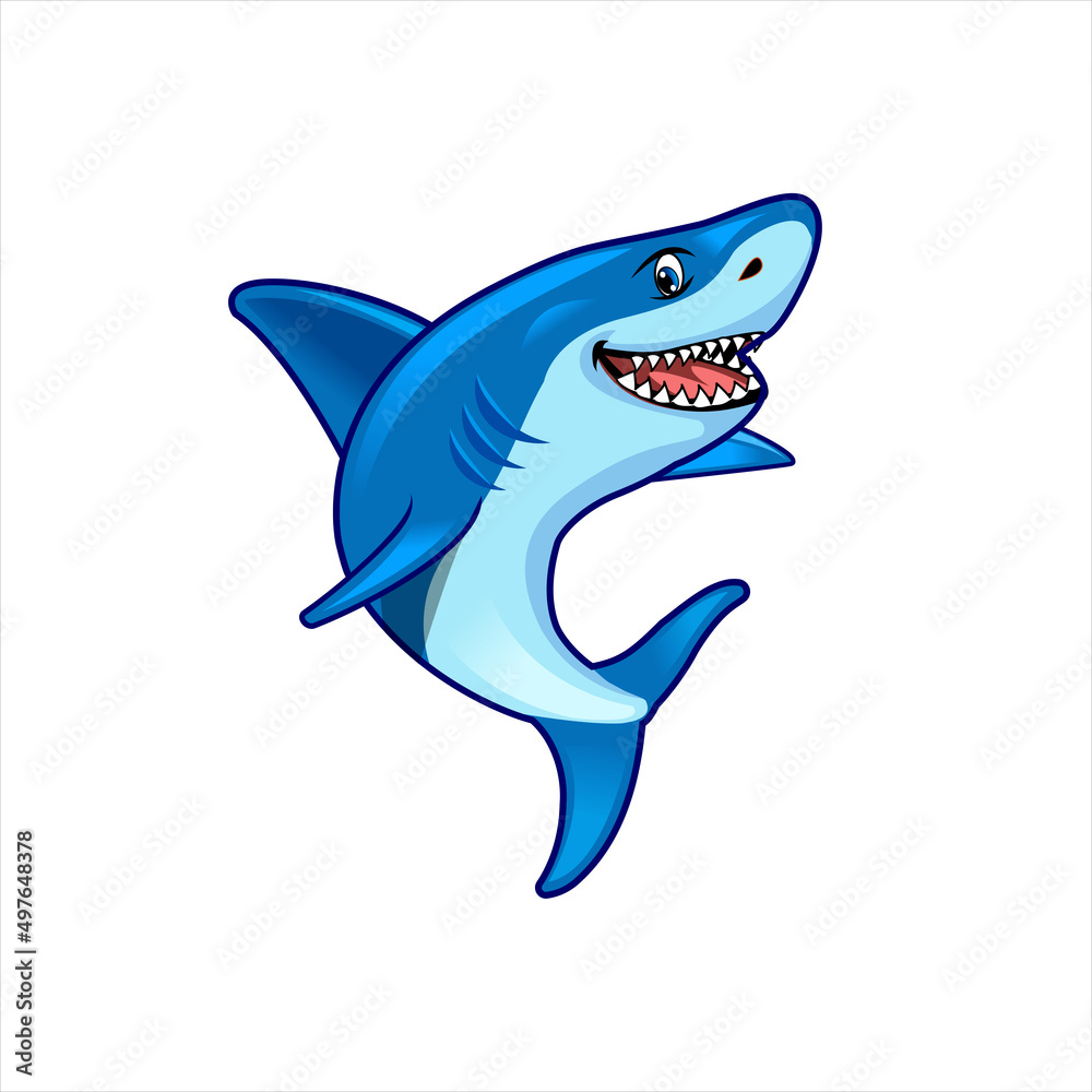 Naklejka premium shark cartoon character mascot logo illustration