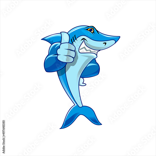 shark cartoon character mascot logo illustration