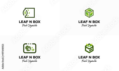 Set of Vegetable Box logo designs concept vector, Nature Box logo designs icon, Nutrition Box logo symbol