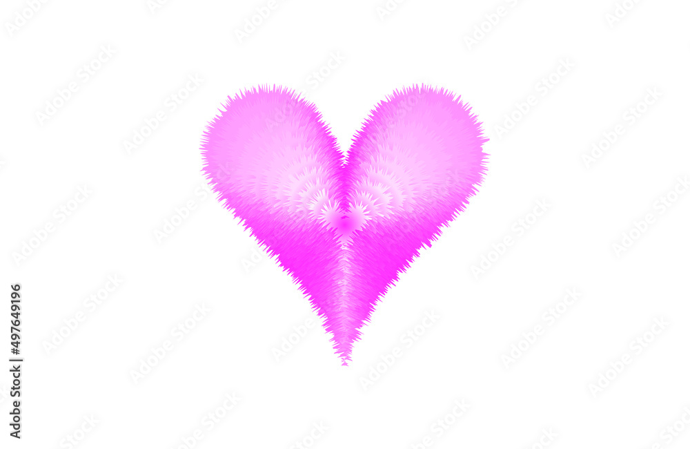 furry pink heart isolated on white