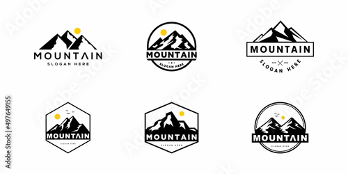 set of mountain logo vector design template