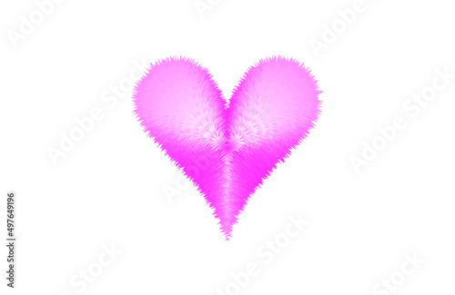 furry pink heart isolated on white