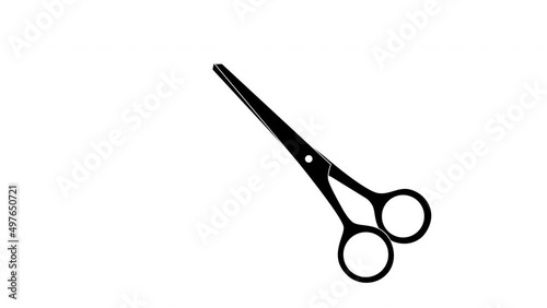 Scissors cutting seamless loop animation. Hairdresser, tailor, craftsmanship concept. Delete, cut idea.