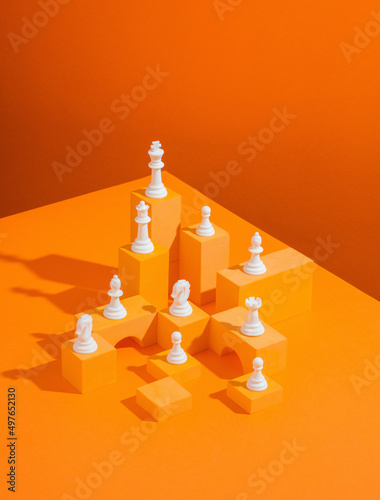 Still Life Of White Chess Figures photo