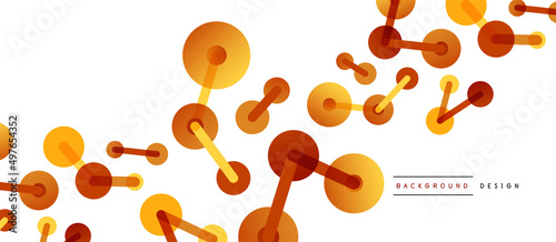 Abstract background. Round dots connected by lines. Trendy techno business template for wallpaper, banner, background or landing