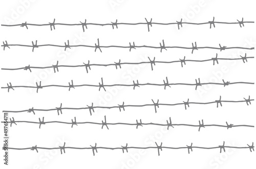Fotografie, Obraz barbed wire, silhouette pattern grey on white background