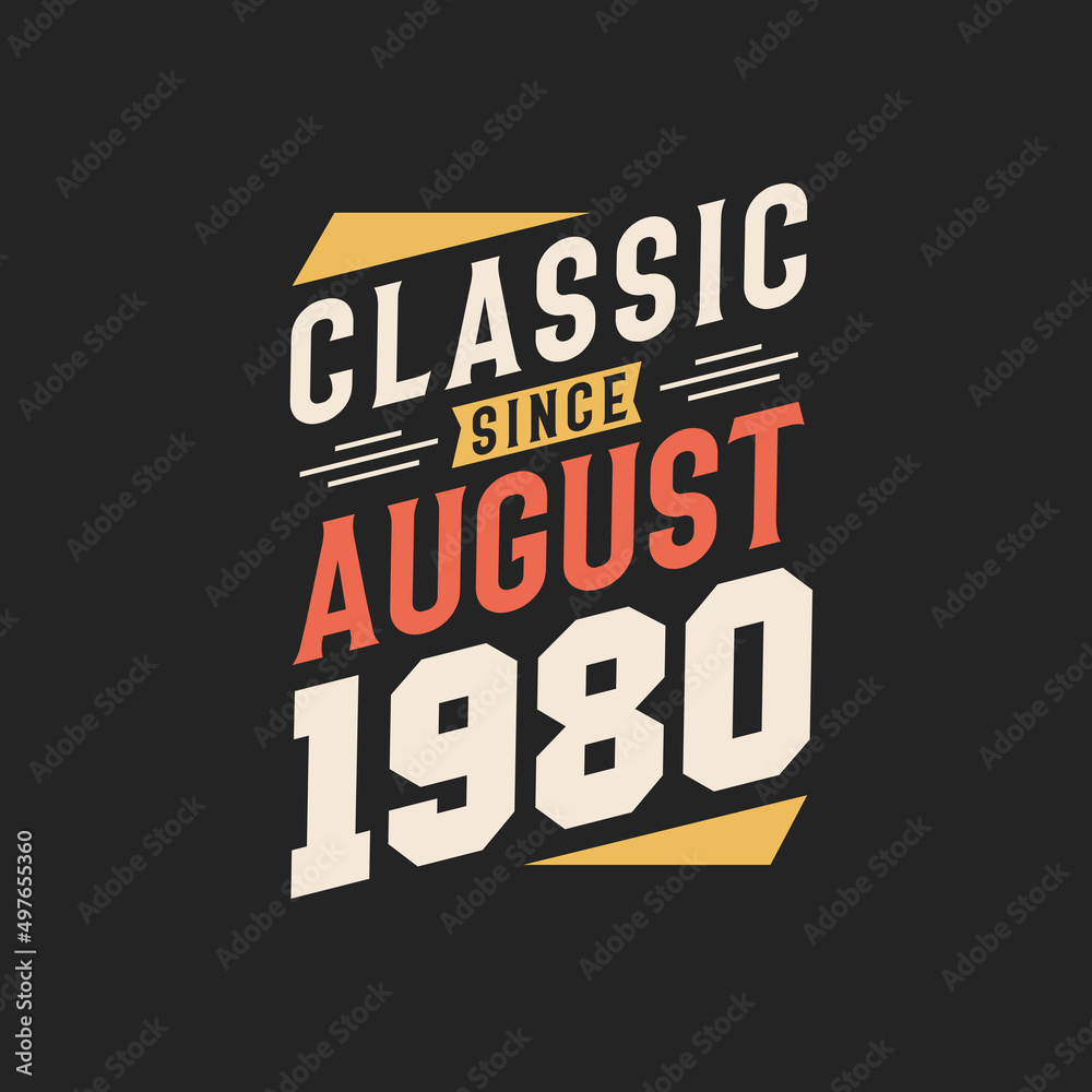 Classic Since August 1980. Born in August 1980 Retro Vintage Birthday
