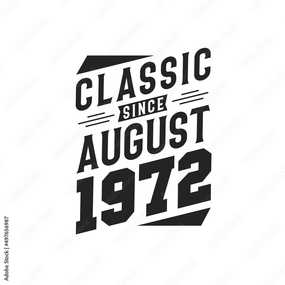 Born in August 1972 Retro Vintage Birthday, Classic Since August 1972