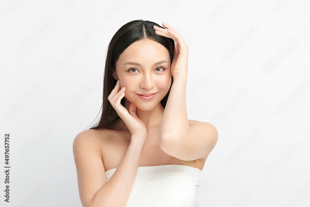Beautiful young asian woman with clean fresh skin on white background, Face care, Facial treatment, Cosmetology, beauty and spa, Asian women portrait. Beautiful young asian woman with clean fresh skin on white background, Face care, Facial treatment, Cosmetology, beauty and spa, Asian women portrait.
