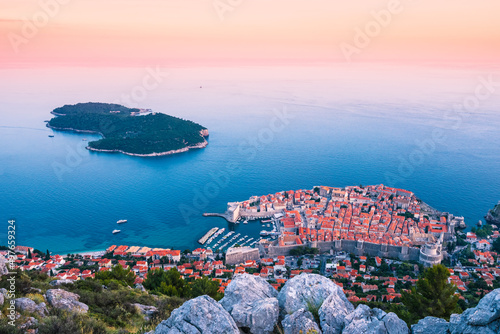Dubrovnik, Croatia - Elevated View of the Old Town and Lokrum Island photo