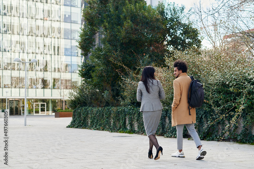 Businesspeople walking to work in the morning