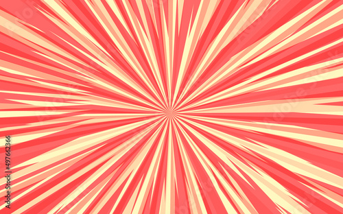 Pop art radial colorful comics book magazine cover. Striped pink digital background. Cartoon funny retro pattern strip mock up. Vector halftone illustration. Sunburst  starburst shape
