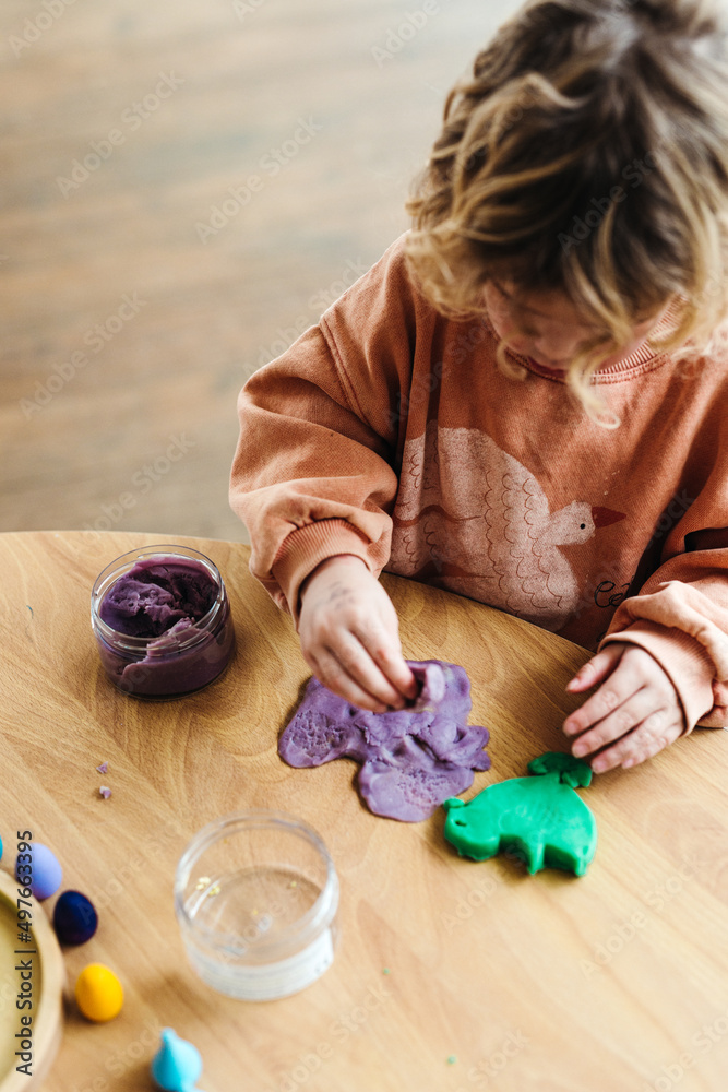 Kids playing with play dough indoors Stock Photo Adobe Stock
