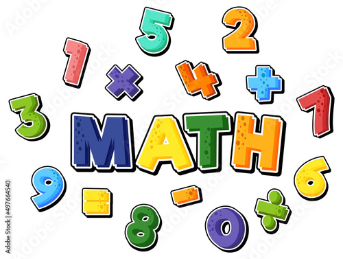 Counting number 0 to 9 and math symbols