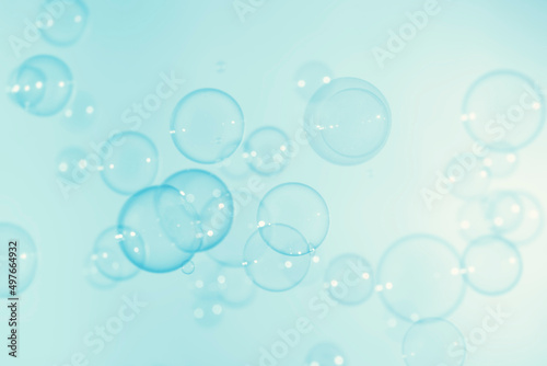 Transparent Blue Soap Bubbles Background. Soap Sud Bubbles Water 