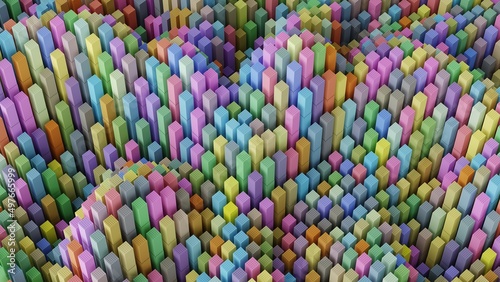 Colored cubes pattern design. Abstract 3d background. 3D illustration