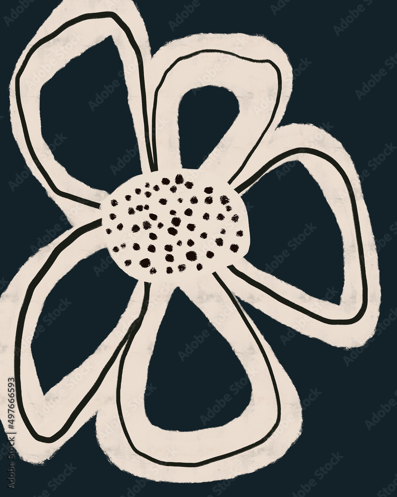 Minimal Flower Drawing Against A Navy Background Minimal Flower Drawing Against A Navy Background