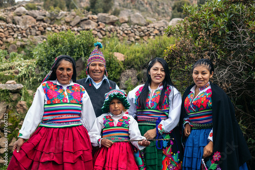 Peruvian native family in traditional clothes photo