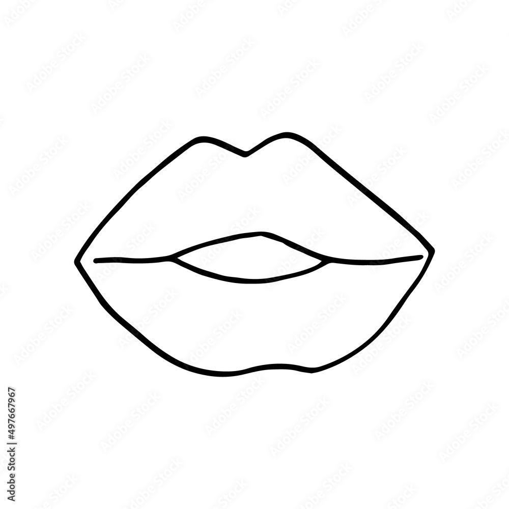 lips icon. mouth vector illustration hand drawn in doodle style. line art, nordic, scandinavian, minimalism, monochrome. sticker. lips icon. mouth vector illustration hand drawn in doodle style. line art, nordic, scandinavian, minimalism, monochrome. sticker.