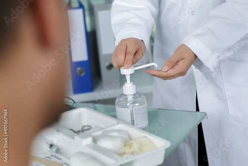 doctor using a hand gel © auremar