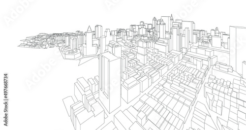 3d wireframe of building. sketch design.Vector