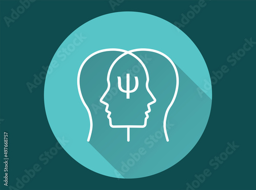 Psychology icon with long shadow for graphic and web design.