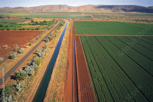 Crops under irrigation at Kununurra on the Ord river Western Australia . photo