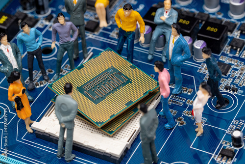 Macro shot of semiconductor processor chip

