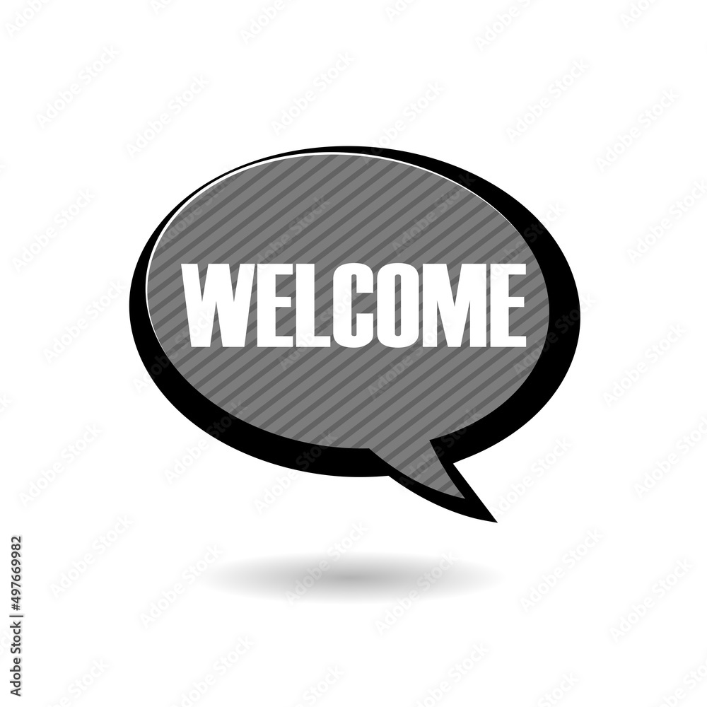 Welcome speech bubble icon with shadow Welcome speech bubble icon with shadow